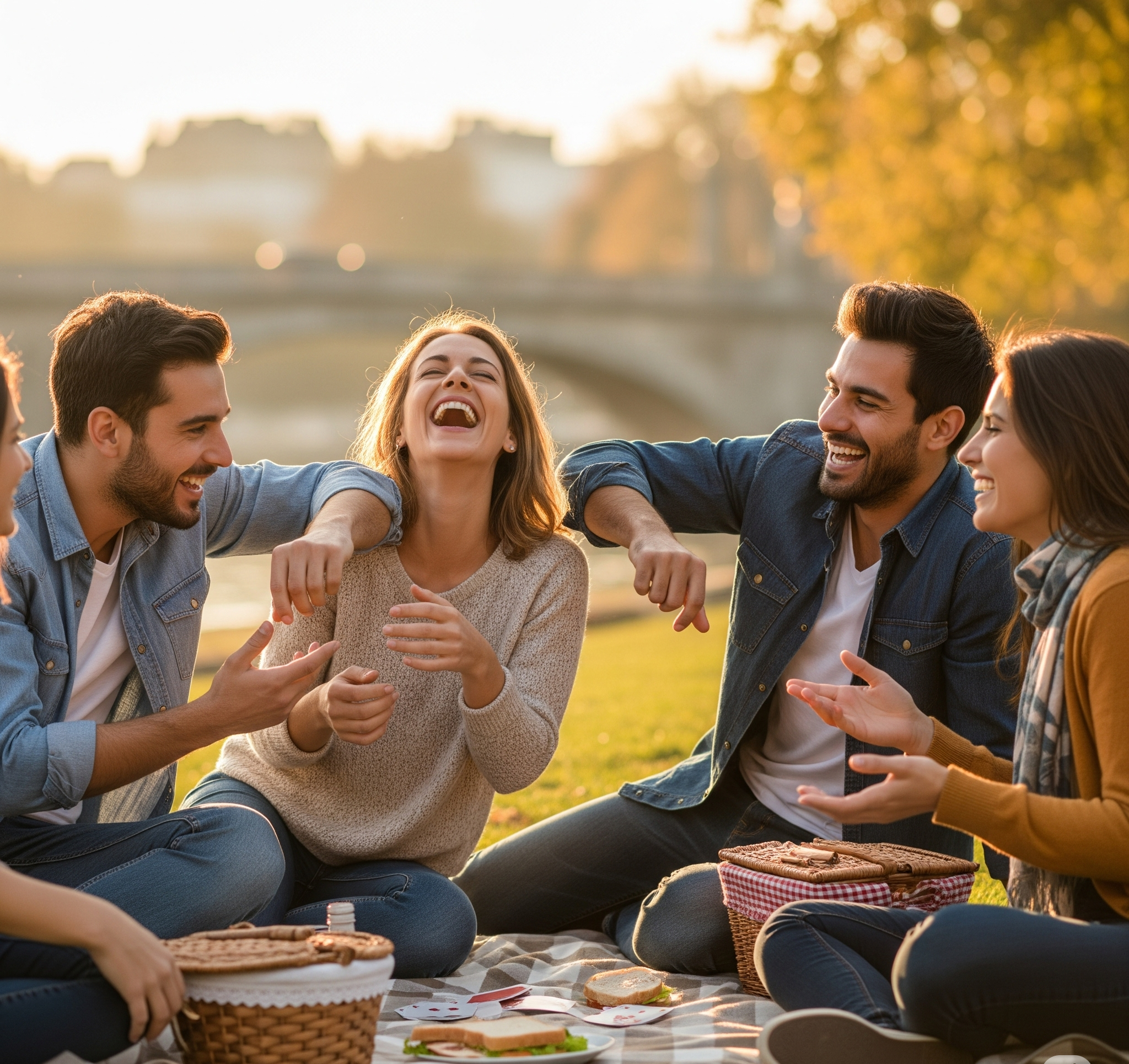 Zusammen lachende Familie, die Lebensmomente repräsentiert