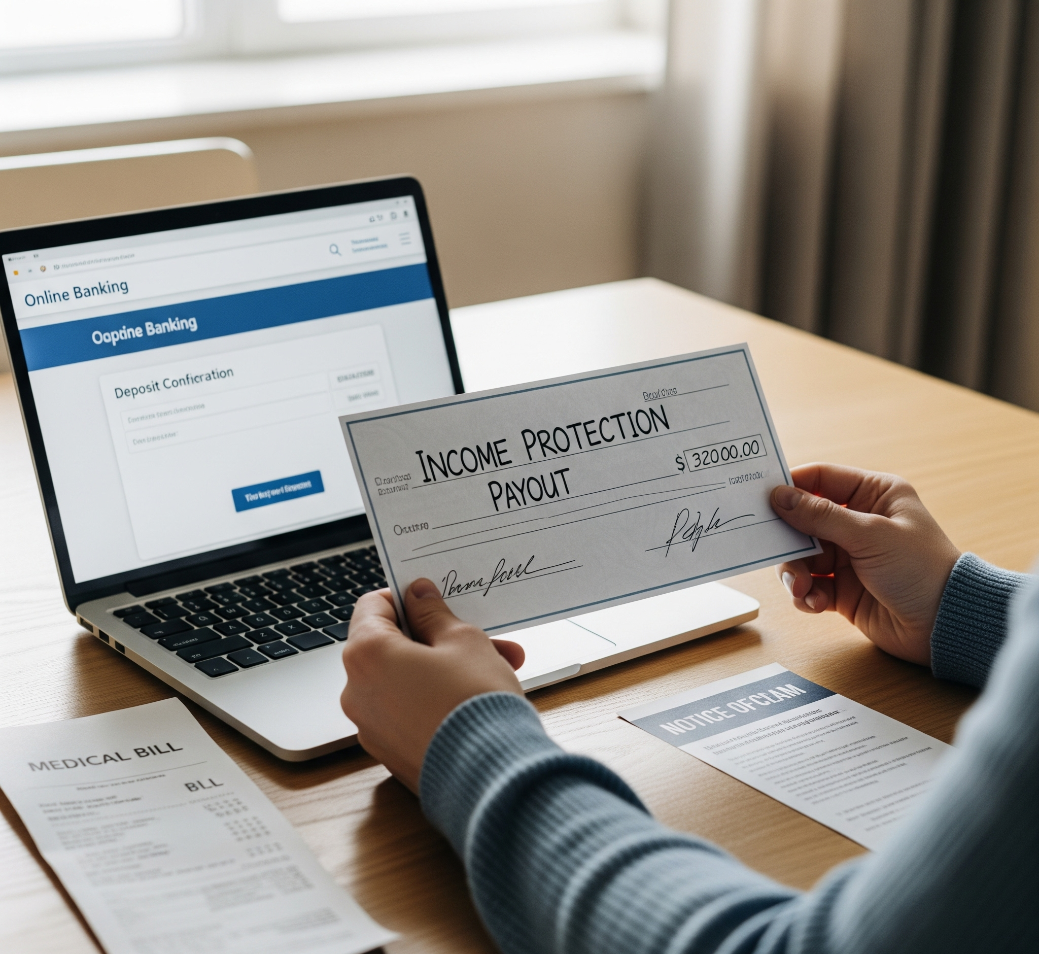 [Bild einer lächelnden und gelassenen Familie, die die finanzielle Sicherheit symbolisiert, die durch die Entschädigung der Einkommensausfallversicherung im Falle unvorhergesehener Ereignisse gewährleistet wird.]